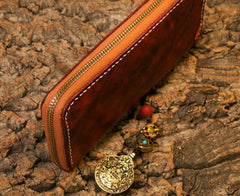 Handmade Leather Mens Chain Biker Wallet Cool Leather Wallet Long Phone Wallets for Men