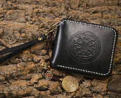 Handmade Leather Mens Chain Biker Wallet Cool Leather Wallet Small Wallets for Men