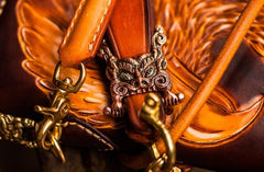 Handmade Leather Mens Tooled Eagle Chain Biker Wallet Cool Leather Wallets Long Wallets for Men