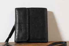Genuine Leather Mens Cool billfold Leather Wallet Men Small Wallets Trifold for Men