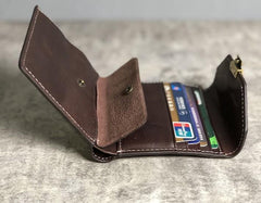Handmade Leather Mens Cool billfold Leather Wallet Men Small Wallets Trifold for Men