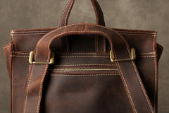 Leather Mens Cool Backpack Messenger Bag Coffee Travel Backpack Hiking Backpack for men
