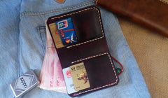 Vintage Coffee Leather Mens Small Wallet Leather billfold Bifold Wallets for Men