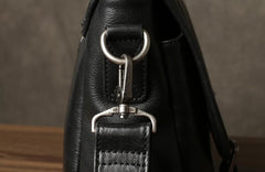 Genuine Leather Mens Cool Black Briefcase Work Bag Business Bag for men