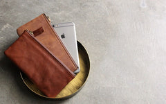 Vintage LEATHER Womens Long Clutch Wallet Zipper Slim Long Wallet FOR Women