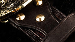 Handmade Leather Tooled Chinese Dragon Mens Belt Custom Cool Leather Men Belts for Men
