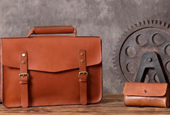 Handmade leather men Briefcase messenger vintage shoulder laptop bag vintage bag - EverHandmade