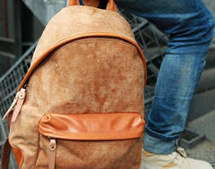 Cool Brown Leather Mens Backpacks Travel Backpacks Laptop Backpack for men