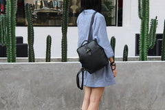 Vintage LEATHER WOMEN Doctor Backpack Purses Black School Backpacks FOR WOMEN
