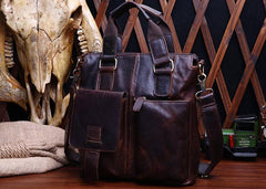 Vintage Coffee Leather Mens Briefcase Laptop Bag Business Bags Work Bag for Men