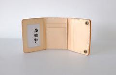Handmade LEATHER Beige Womens Trifold Small Wallet Leather Small Wallet FOR Women
