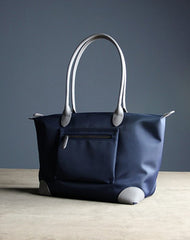 Womens Navy Nylon Shoulder Tote Large Navy&Light Gray Nylon Handbag Purse for Ladies