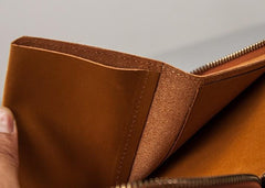 Vintage Leather Mens Small Wallet Zipper billfold Wallet for Men