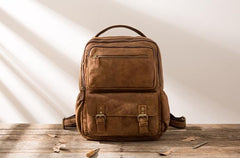 Brown Mens Leather Backpacks Travel Backpacks Laptop Backpack for men