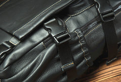 Genuine Leather Mens Cool Backpack Large Black Travel Bag Hiking Bag For Men