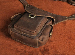 Cool Leather Mens Drop Leg Bag Belt Pouch Waist Bag Shoulder Bag for Men