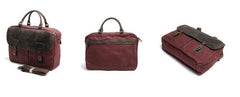 Mens Waxed Canvas Leather Briefcase Handbag Laptop Bag Business Bag for Men