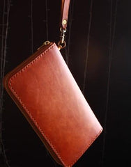 Handmade Leather Wristlet Wallet Mens Long Wallet Cool Long Clutch Wallet for Men