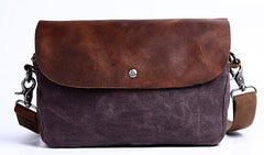 Mens Waxed Canvas Leather Small Side Bag Canvas Messenger Courier Bags for Men