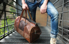 Cool Leather Mens Weekender Bags Travel Bag Duffle Bags Overnight Bag for men
