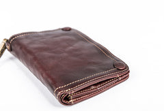 Handmade Genuine Leather Wallet billfold Leather Wallet Slim Bifold Wallet Wristlet Bag For Women