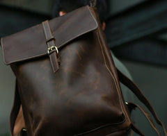 Leather Coffee Mens Backpack Cool Travel Backpacks Laptop Backpack for men