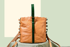 Handmade Genuine Leather Backpack Bag Bucket Bag Handbag Shoulder Bag Leather Purse For Women - EverHandmade
