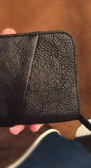 Genuine Leather Mens Cool Long Leather Phone Wallet Zipper Clutch Wristlet Wallet for Men