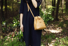 Genuine Leather Cute Bucket Bag Crossbody Bag Shoulder Bag Women Leather Purse