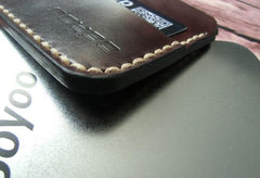 Handmade Leather Mens Slim Front Pocket Wallets Leather Cards Wallet for Men