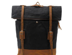 Cool Waxed Canvas Leather Mens Backpacks Canvas Travel Backpack Canvas School Backpack for Men