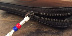 Genuine Leather Mens Cool Long Leather Wallet Zipper Clutch Wristlet Wallet for Men