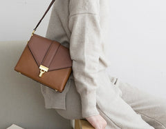 Stylish Leather Womens Messenger Crossbody Purse Minimalist Shoulder Bag for Women