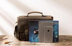 Coffee Vintage Leather Mens Camera Messenger Bag Crossbody Camera Bags for Men