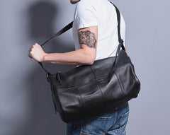 Cool Black Leather Mens Weekender Bag Travel Bags Shoulder Bags for men