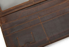 Handmade Genuine Leather Long Wallet Bifold Wallet Purse Clutch Bag For Mens