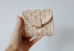 Handmade LEATHER Womens Braided Small Wallet Leather Card Small Wallet FOR Women