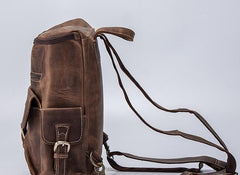 Vintage Cool Leather Mens Backpack Large Travel Bag Hiking Bag for men