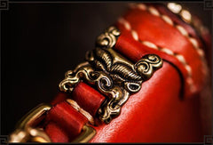 Handmade Leather Tibetan Mens Biker Chain Wallet Cool Leather Wallet Long Chain Wallet for Men
