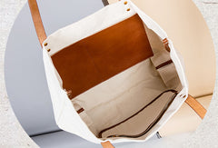 Handmade Genuine Leather Canvas Handbag Tote Large Shopper Bag Purse Handbag Shoulder Bag Purse For Women