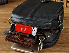 Mens Leather Small Belt Pouch Side Bags Waist Pouches COURIER BAG Holster Belt Case for Men