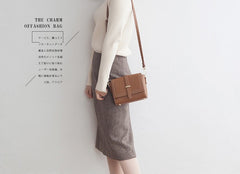 Minimalist Leather Womens Stylish Small Shoulder Bag Crossbody Purse for Women