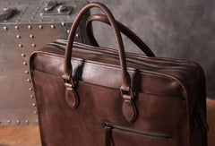 Handmade Cool leather mens Briefcases vintage laptop Briefcases Business Briefcase - EverHandmade
