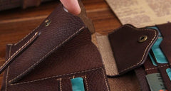 Genuine Leather Mens Cool Slim Long billfold Leather Wallet Men Small Wallets Bifold for Men