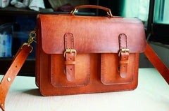 Cool Handmade Leather Mens Messenger Bag Briefcase School Bag for men