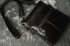 Mens Leather Small Side Bag Messenger Bag Courier bag for Men