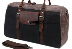 Mens Waxed Canvas Leather Large Weekender Bag Canvas Travel Bag for Men