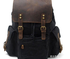 Waxed Canvas Leather Mens Hiking Backpacks Canvas Travel Backpack School Backpack for Men