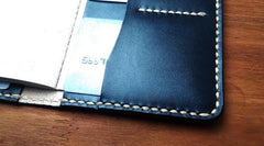 Mens Leather Slim Passport Wallets Leather billfold Small Travel Wallet for Men