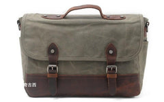 Mens Waxed Canvas Leather Messenger Bag Camera Side Bag Courier Bag for Men